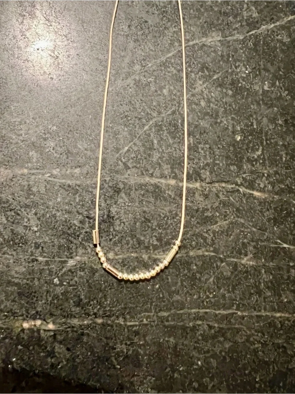 Gold Beaded Bar Necklace - Women Jewelry
